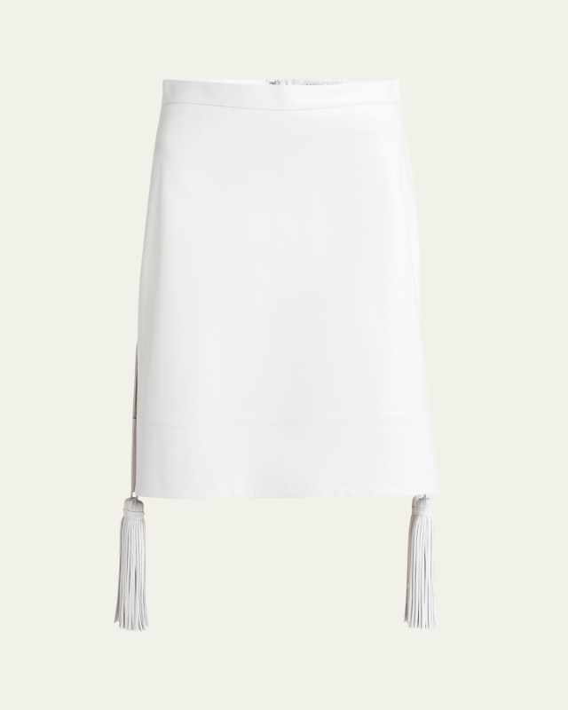 Shiny Leather Skirt with Tassels